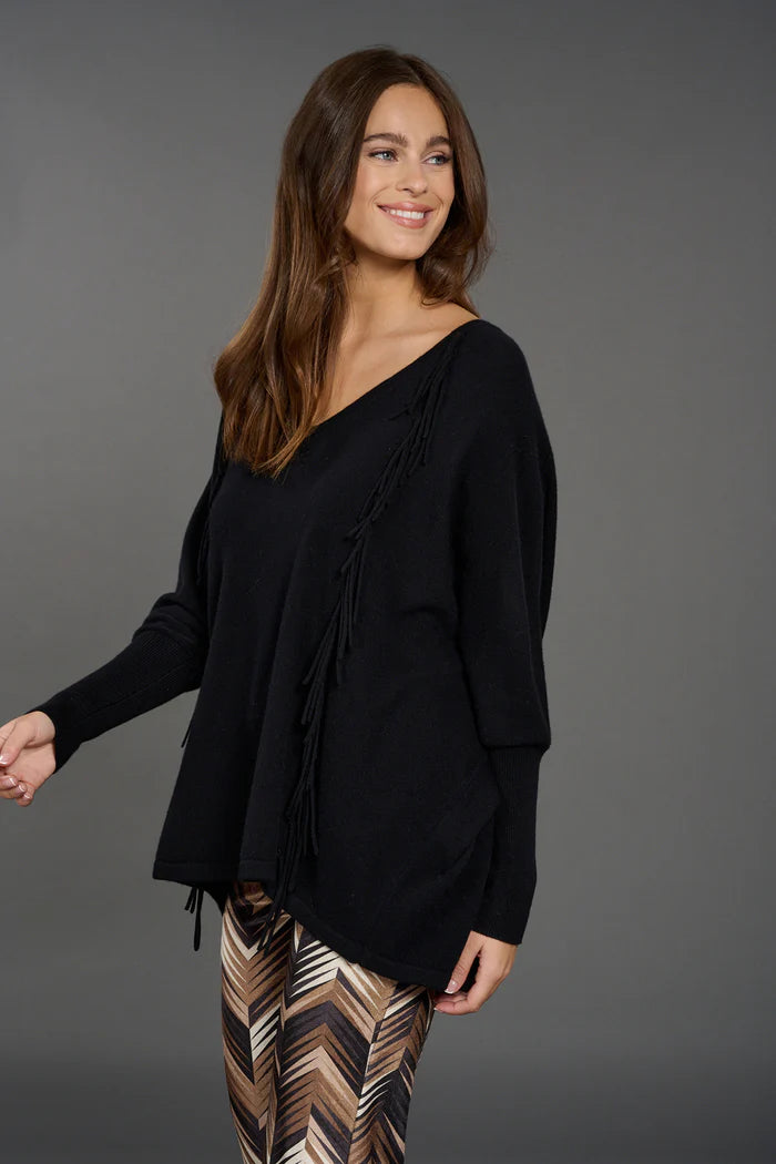 Lauren Vidal Naomi 100% Wool Sweater Noir