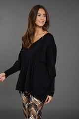 Lauren Vidal Naomi 100% Wool Sweater Noir