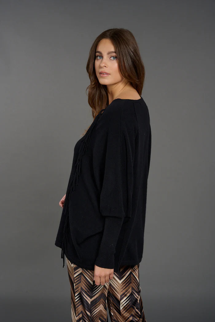 Lauren Vidal Naomi 100% Wool Sweater Noir