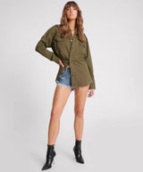 One Teaspoon Aviator Eagle Cotton Shirt In Khaki