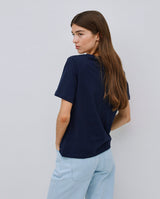 Dark Blue Basic V neck Tee
