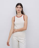 Ecru top with contrasting trim