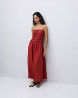 Terracotta long Draped Dress