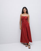 Terracotta long Draped Dress