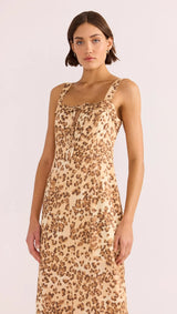 MinkPink Arden Tie Midi Dress In Leopard
