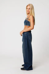 Mid Super Baggy Laced Jean  Tint Dark Blue
