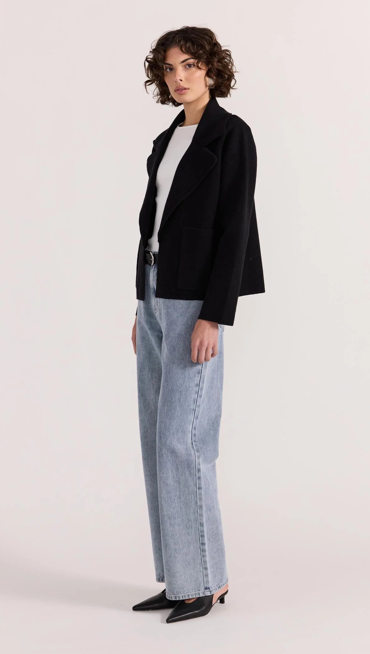 Aiden Crop Coatigan Black