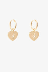Antler Lustre Heart Huggie Earrings