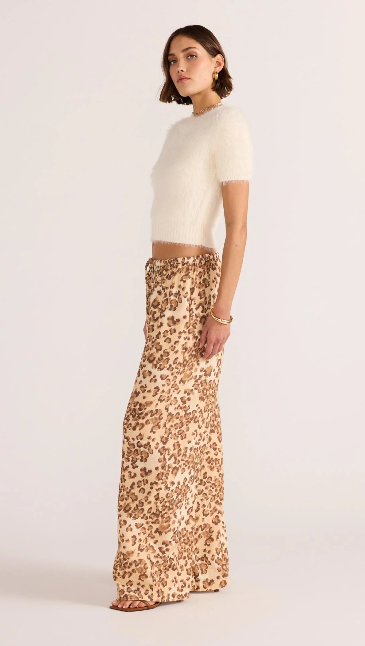 MinkPink Arden Drawstring Pant In Leopard