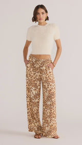 MinkPink Arden Drawstring Pant In Leopard
