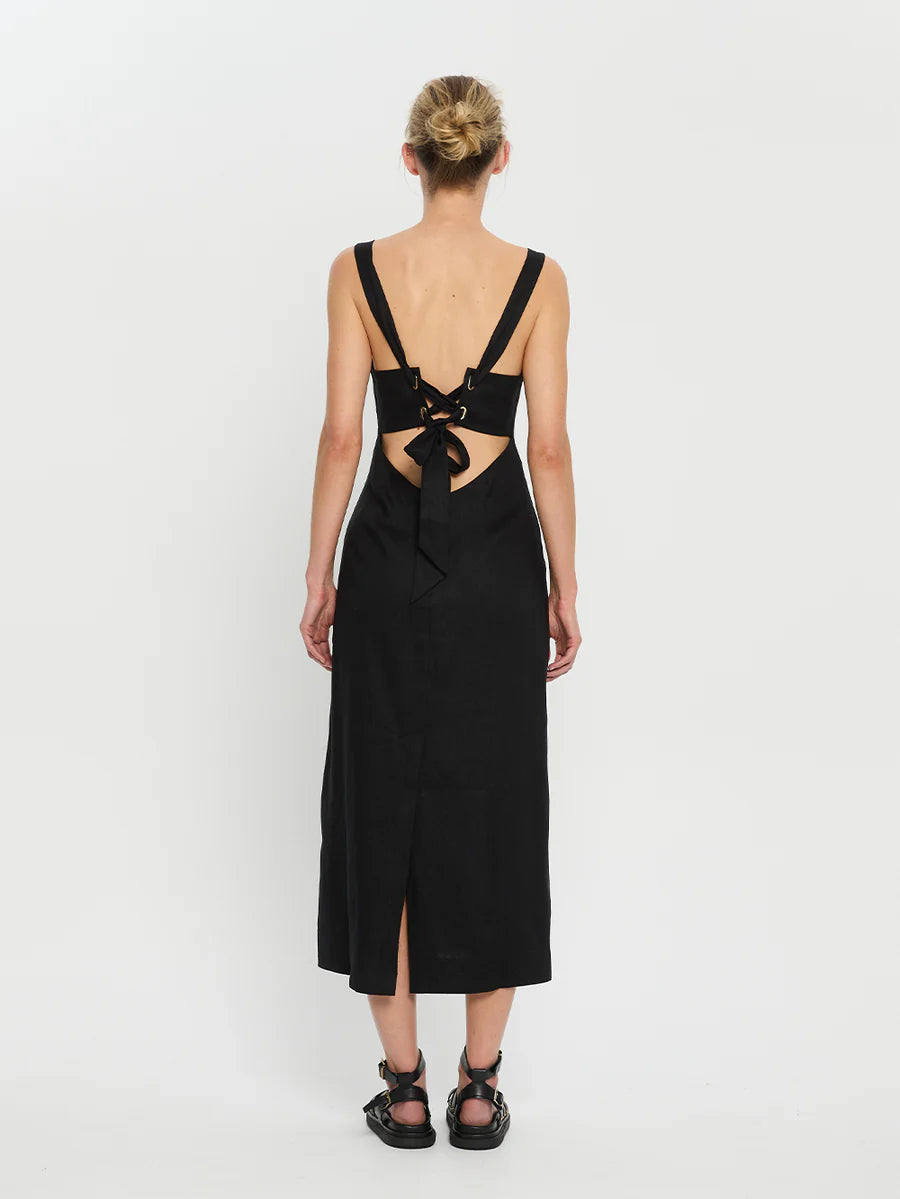 Azarea Tie Back Midi Dress Black