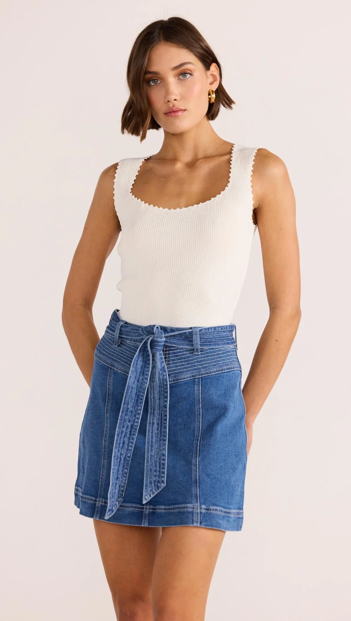 MinkPink Ellis Denim Panel Mini skirt