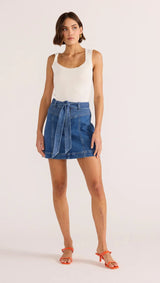 MinkPink Ellis Denim Panel Mini skirt