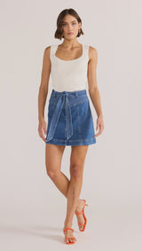 MinkPink Ellis Denim Panel Mini skirt