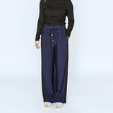 Indiana Wide Leg Pants in Navy with black