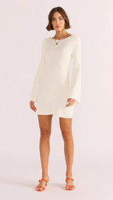 Mink Pink Isla Boucle Knit Midi Dress Ivory