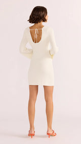 Mink Pink Isla Boucle Knit Midi Dress Ivory