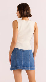 MinkPink Isla Boucle Knit Tank In Ivory