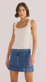 MinkPink Isla Boucle Knit Tank In Ivory