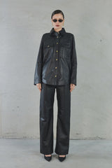 Lucia Leather Shirt in Black