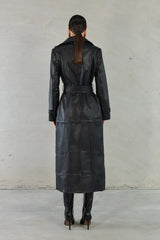 Julia Leather Leather Coat Mid Length in Black