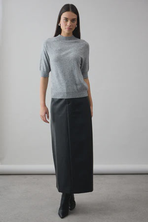 Remi Mock Neck Top Graphite