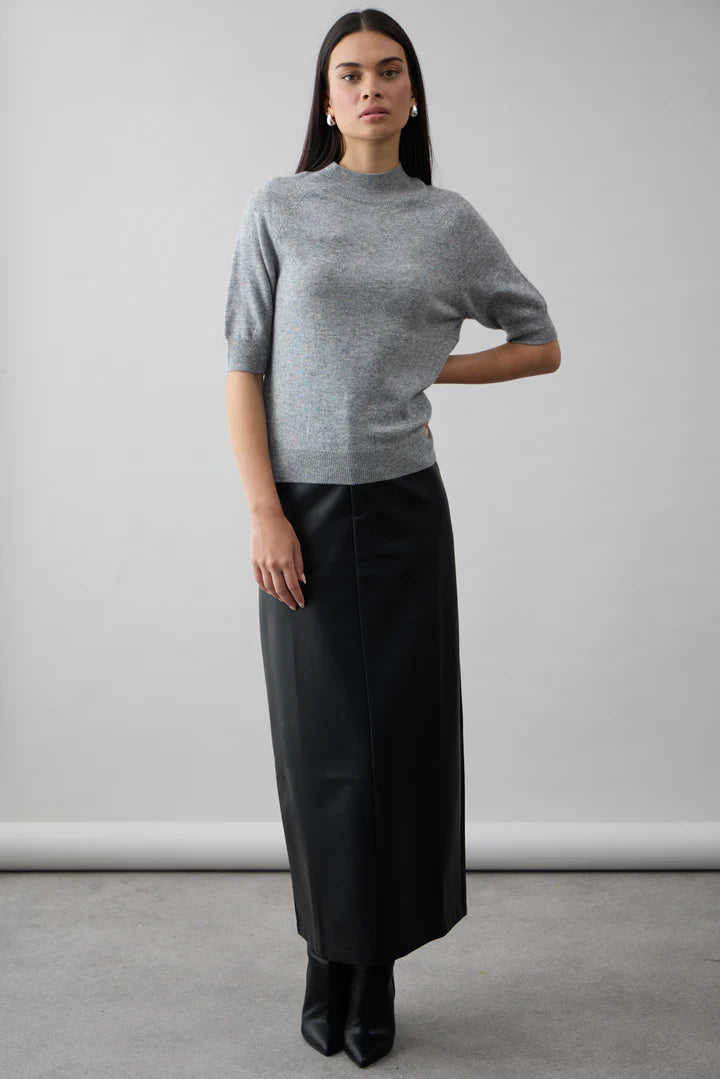 Remi Mock Neck Top Graphite