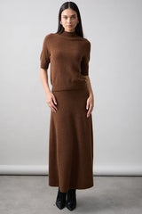 Remi Mock Neck Cashmere Top Umber