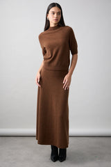Remi Mock Neck Cashmere Top Umber