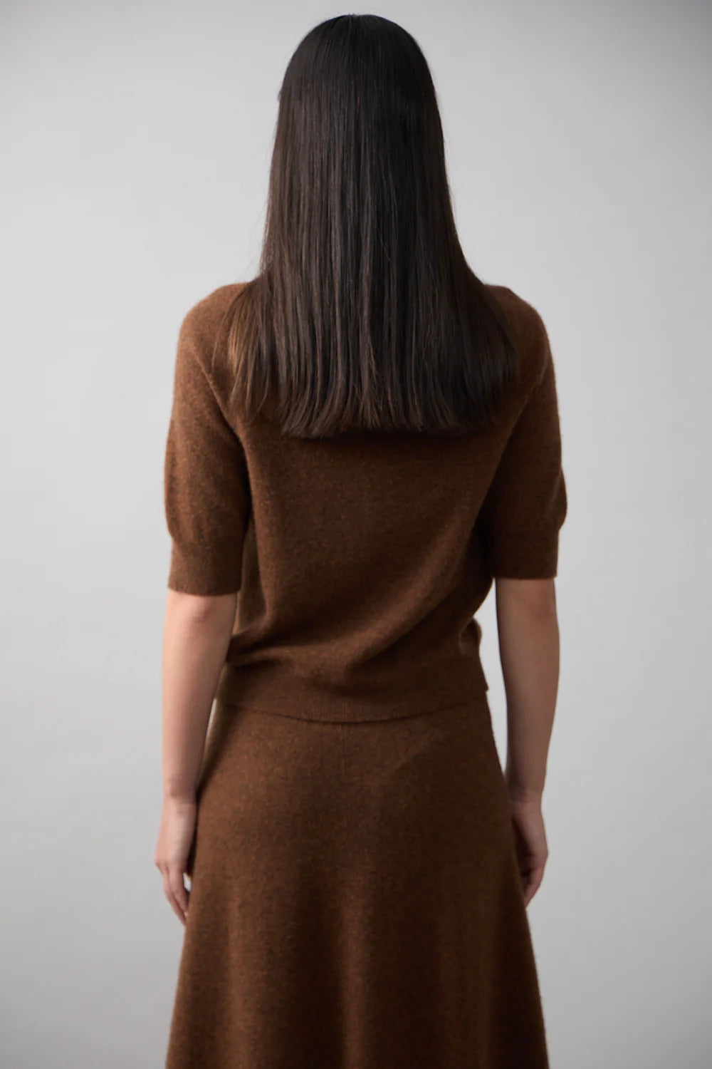 Remi Mock Neck Cashmere Top Umber