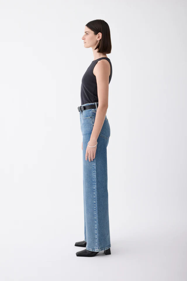 Ellie High Wide Leg Jean Meridian Mid Blue