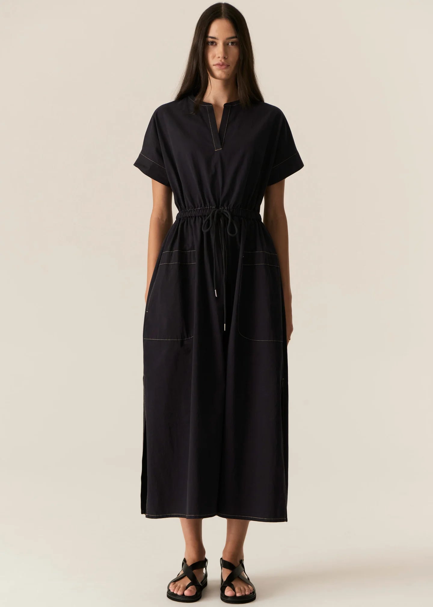 Avrid Drawcord Dress Ink