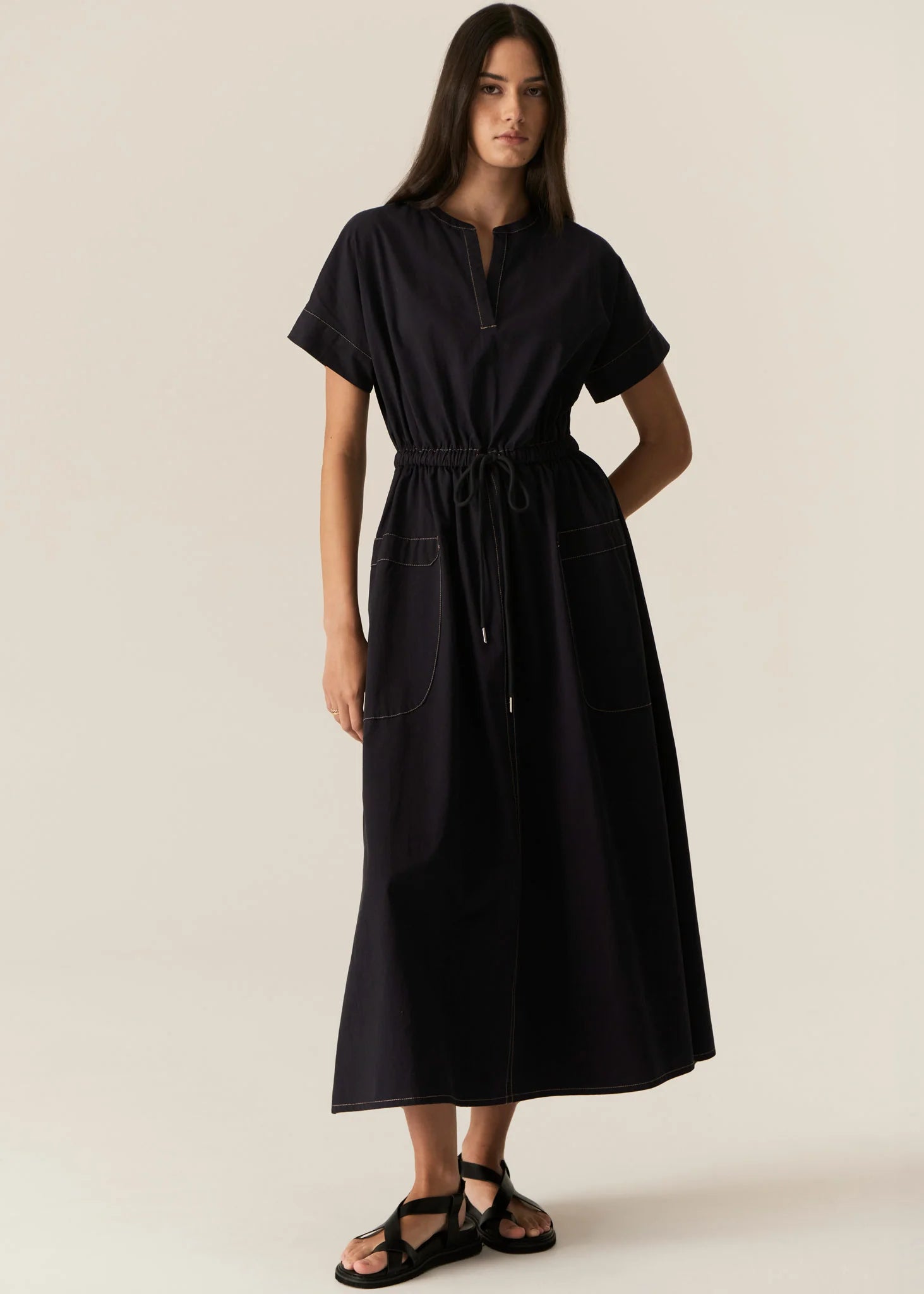 Avrid Drawcord Dress Ink