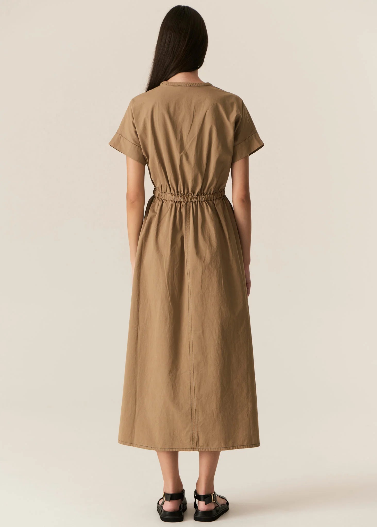 Avrid Drawcord Dress Khaki