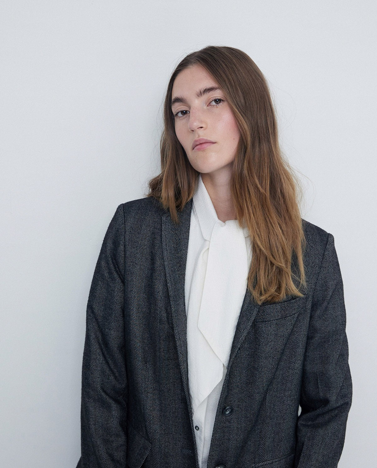 Yerse Houndstooth Blazer Black Herringbone