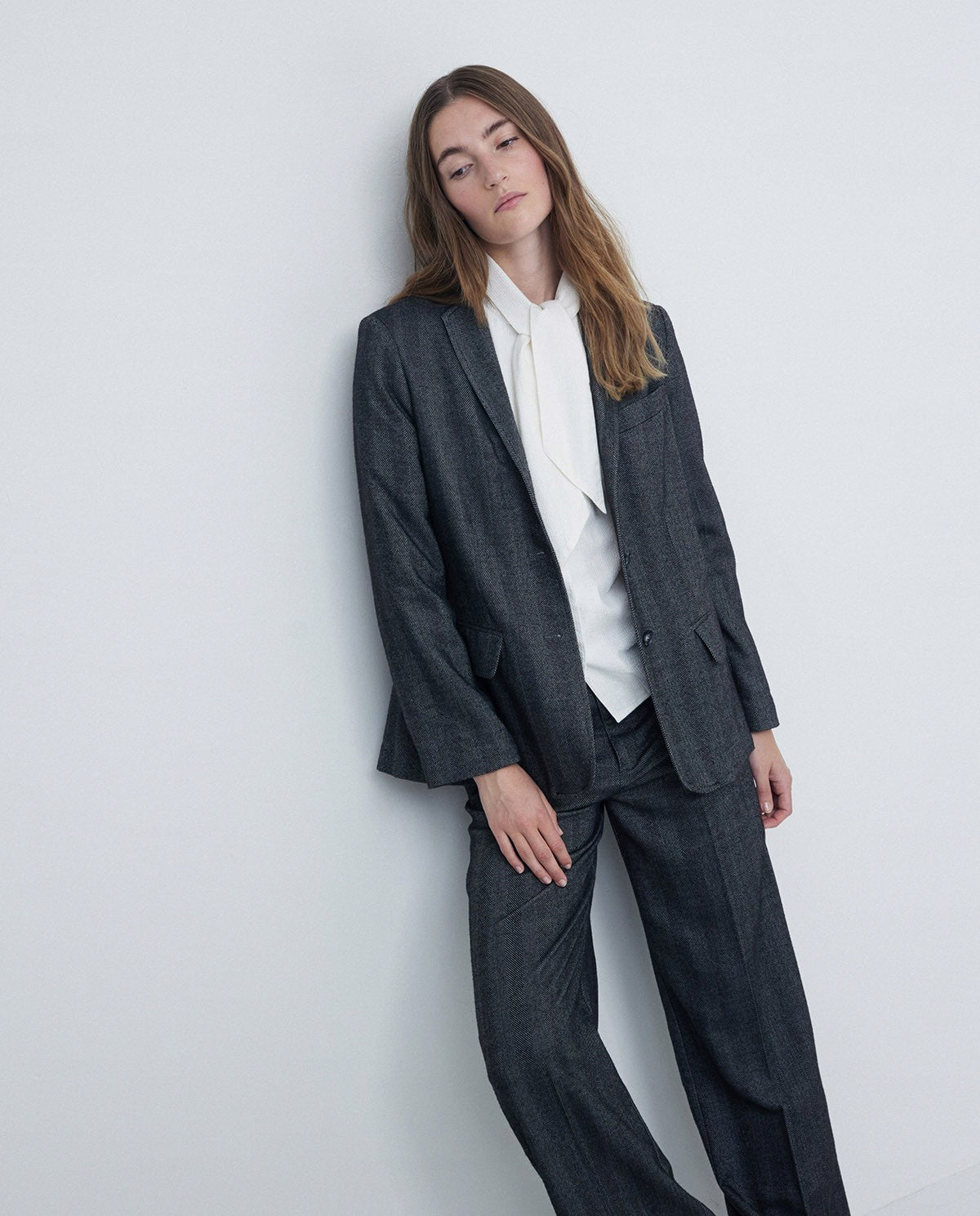 Yerse Houndstooth Blazer Black Herringbone