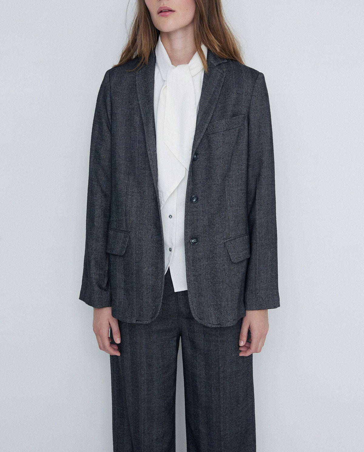 Yerse Houndstooth Blazer Black Herringbone