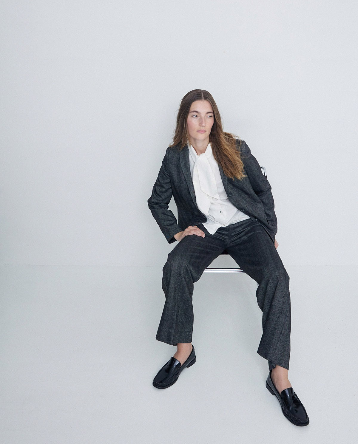 Yerse Houndstooth Blazer Black Herringbone