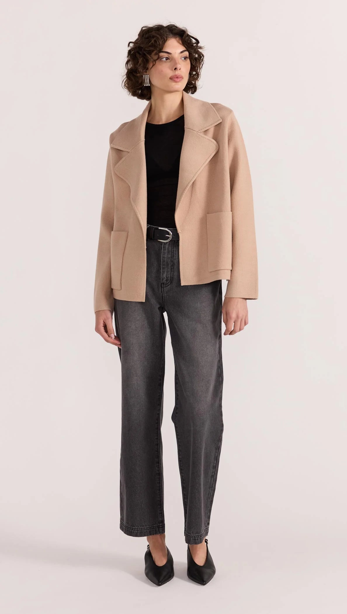 Aiden Crop Coatigan Camel