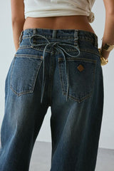 Mid Super Baggy Laced Jean  Tint Dark Blue