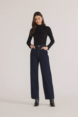 Bowie Pointelle Skivvy Top In Black