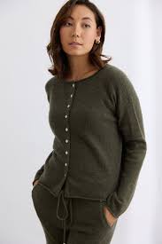 Essential Cashmere Cardigan Military