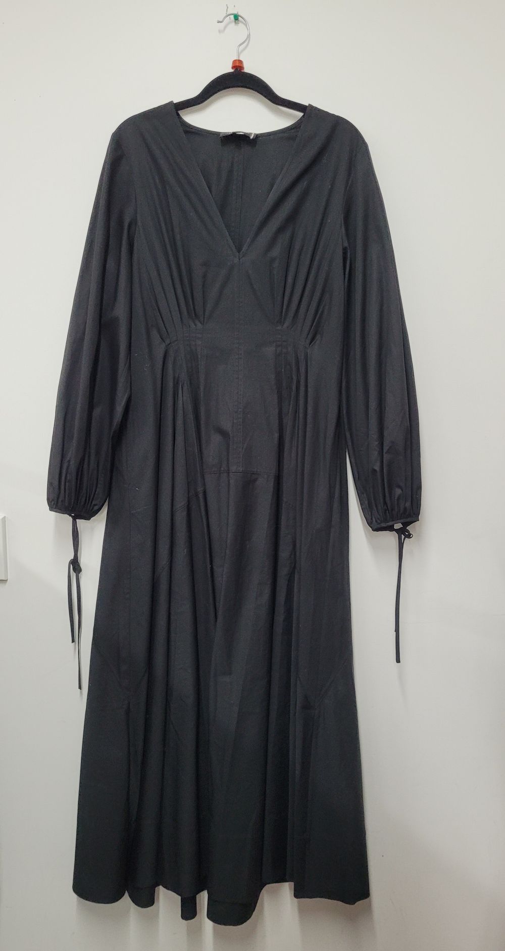 Pre Loved Lee Matthews Dress Black Cotton Poplin Size 3 RRP $1300