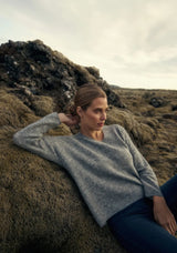 Thora V-Neck Knit in Grey Melange