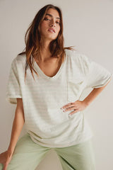 Free People All I Need Stripe Tee in Mineral Sea Combo/Grapefruit Seltzer
