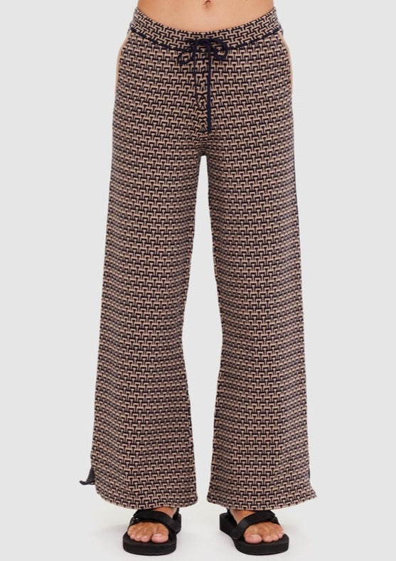 The Upside Castilla Juniper Knit Pant in Navy/Tan