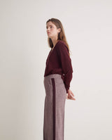 Aubergine Soft Wide Houndstooth Trousers