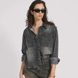 Nixie Eyelet Classic Fit Denim Shirt Char/Black