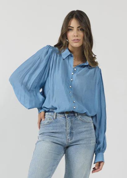 Drama The Label Bristol Blouse In Cornflower