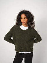 Thora V Neck Knit Jumper Grape Leaf